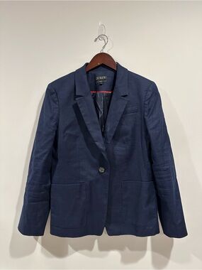 J. Crew Navy One-Button Patch-Pocket Blazer